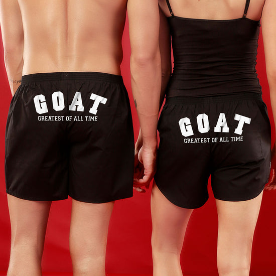 GOAT,  Matching Black Couple Boxers