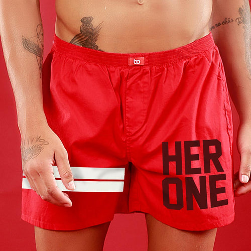 Her's Only , Matching Red Couple Boxers