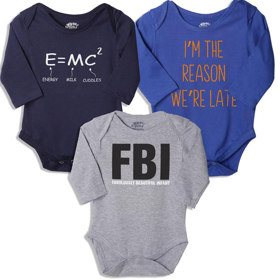 I'm The Reason We Are Late, Set Of 3 Assorted Bodysuits