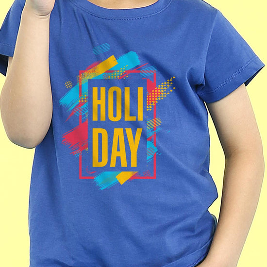 Holi Day , Matching Royal Blue Tees For Dad And Son