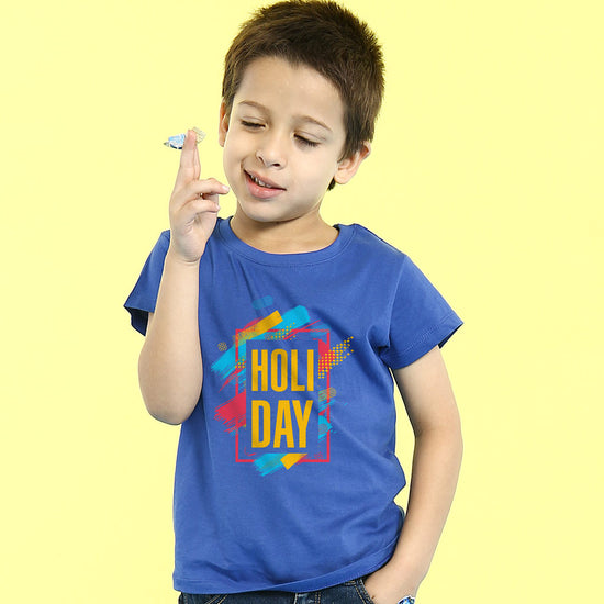 Holi Day , Matching Royal Blue Tees For Dad And Son Tees For Son