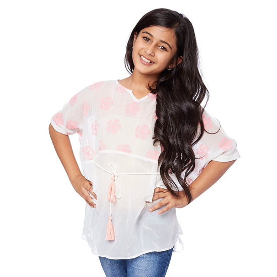 Mom daughter half and half Floral Block print kaftan