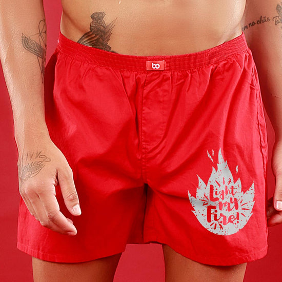 Light My Fire Matching Red Couple Boxers