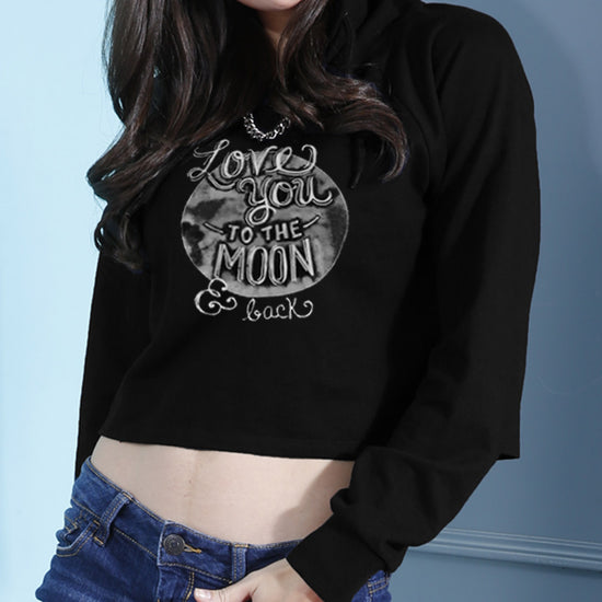 Love You To The Moon Crop Hoodie