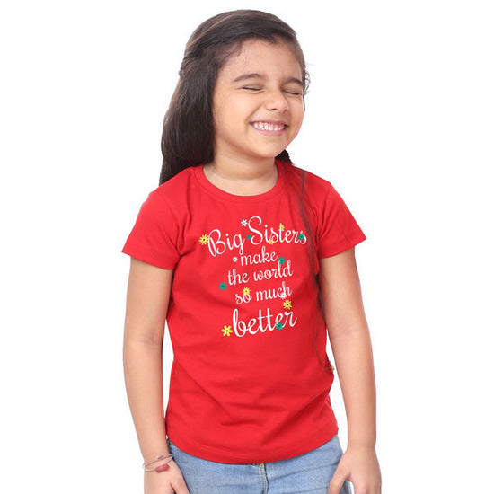 Make The World Better Red Combo Tee for Sisters