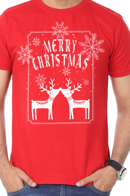 Merry Christmas Reindeer Print, Dad And Baby Bodysuit And Tees