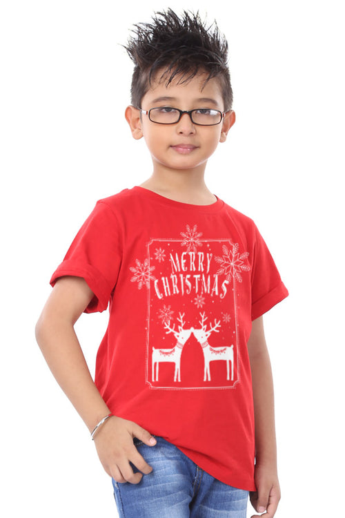 Merry Christmas reindeer print, Family tees for son