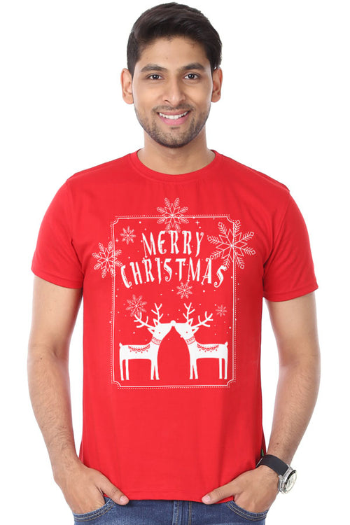 Merry Christmas Reindeer Print, Dad And Baby Bodysuit And Tees