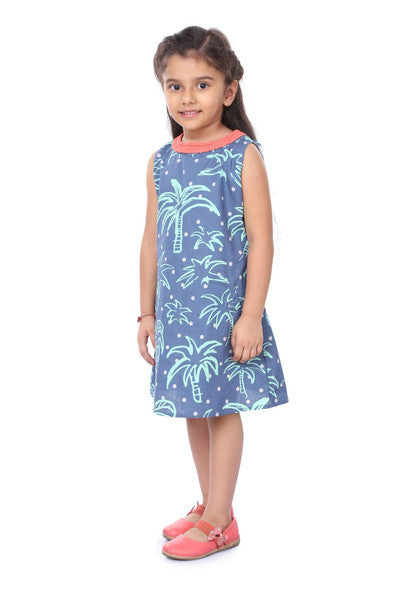 Mother-Daughter Contrast Neck Printed Shift Dress