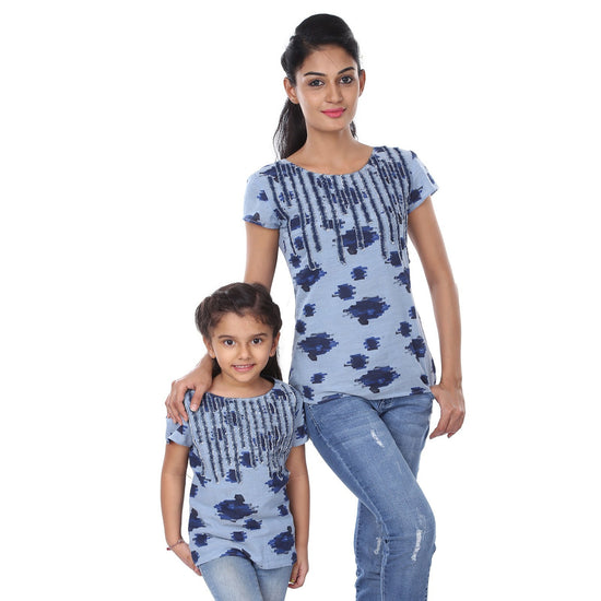Mother-Daughter Denim Patch Frayed Top