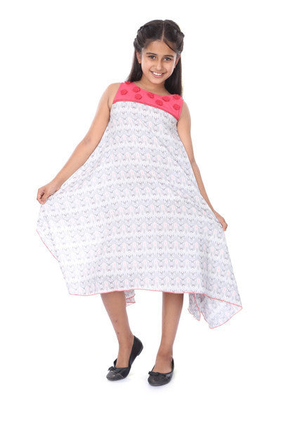 Pink Floral Applique Detailed Long Kaftan