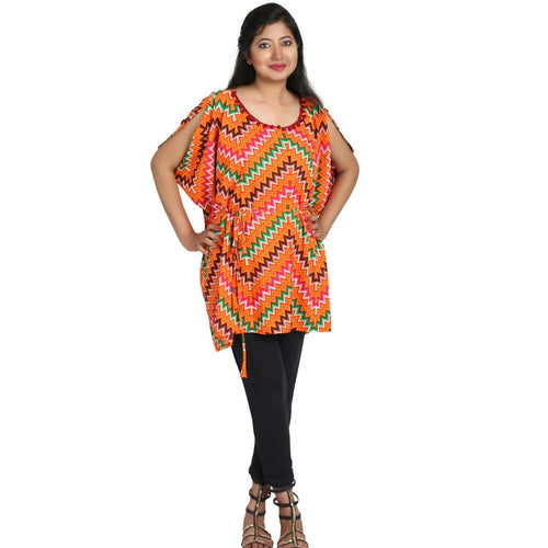 Mother-Daughter Multicolor Gepmetric Print Kaftan With Legging
