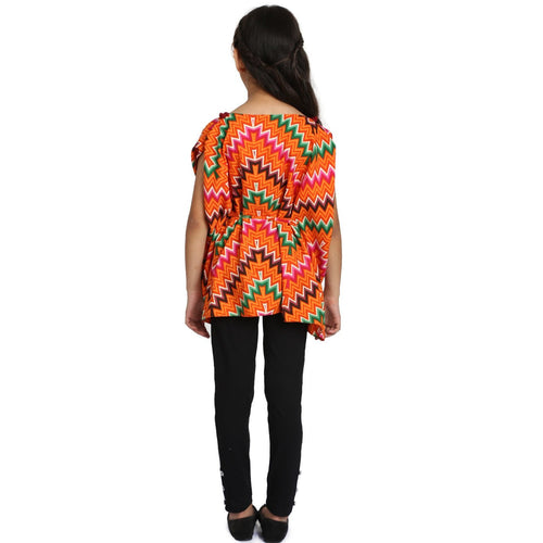 Mother-Daughter Multicolor Gepmetric Print Kaftan With Legging