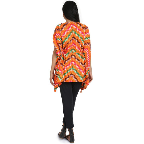 Mother-Daughter Multicolor Gepmetric Print Kaftan With Legging