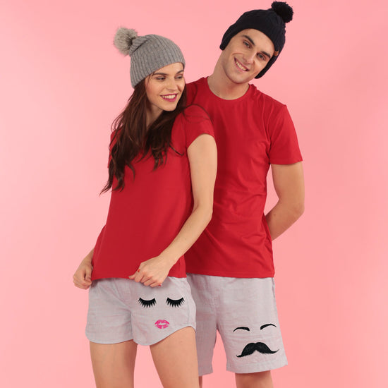 Moustaches and Eye lashes, Matching Couple Boxers