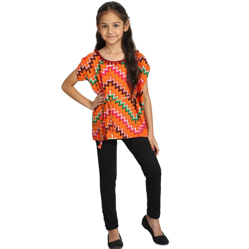 Multicolor Print Kaftan With Legging For Girls