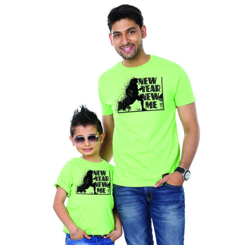 Bright Green New Year New Me Father-Son Tees