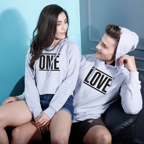 One Love, Matching For Men Hoodie And Crop Hoodie For Women
