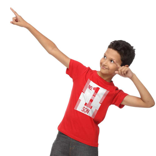 Red No.1 Son Tees For Boy