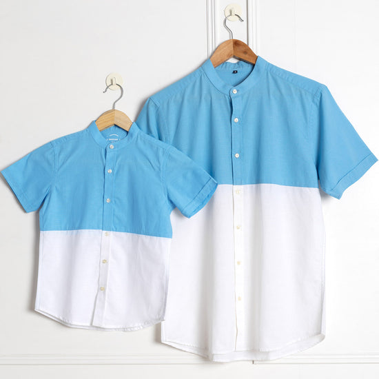 Blue & white , Matching Shirts For Dad And Son