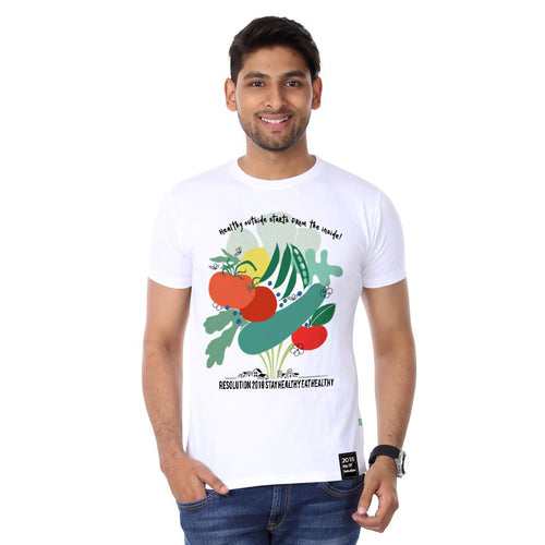 White Stay Eat Healthy Father-Son Tees