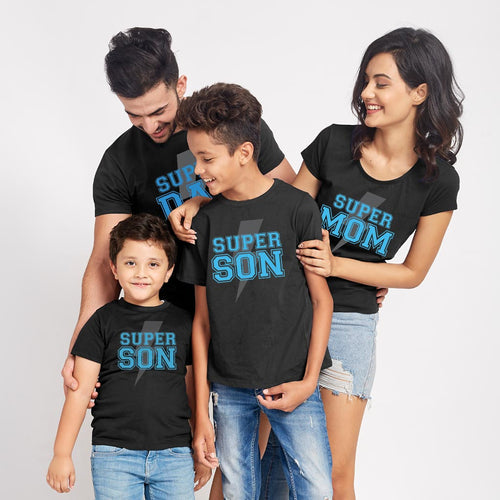 Super Dad,Mom and Two Son's Family Tees