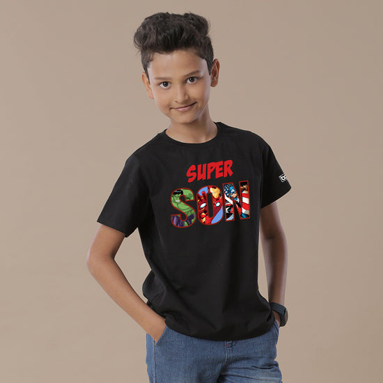 Super Dad/Son , Matching Marvel Black Tees for Son