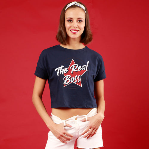 The Boss The Real Boss Couple Crop Top And Tee