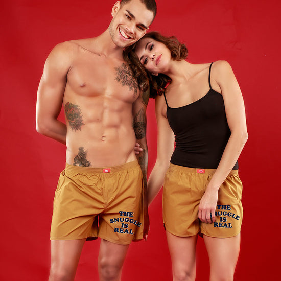 The Snuggle Is Real, Matching Mustard Couple Boxers