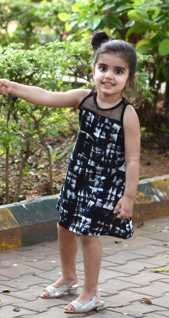 The Swans Black Meshed Dress For Girls