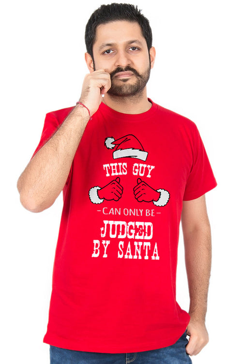 Judged By Santa , Dad And Baby Bodysuit And Tee