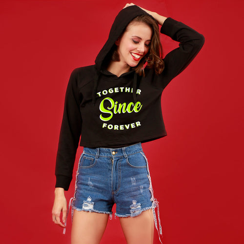Together Since Forever, Matching Crop Hoodie For Women