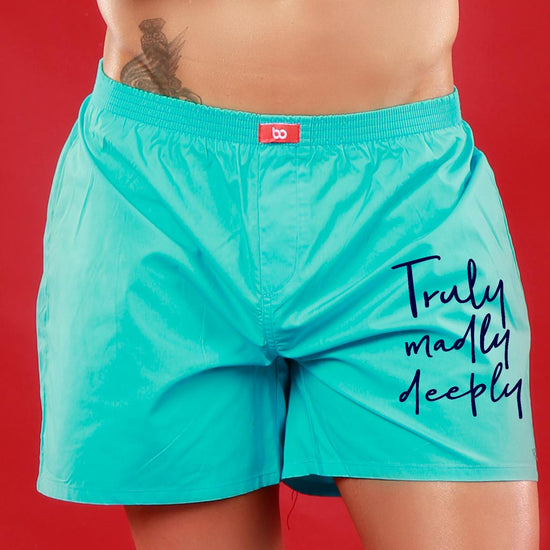 Truely Madly Deeply, Matching Turquoise Couple Boxers