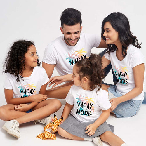 Vacay Mode, Matching Dad Mom And Two Daughter's Family Tees