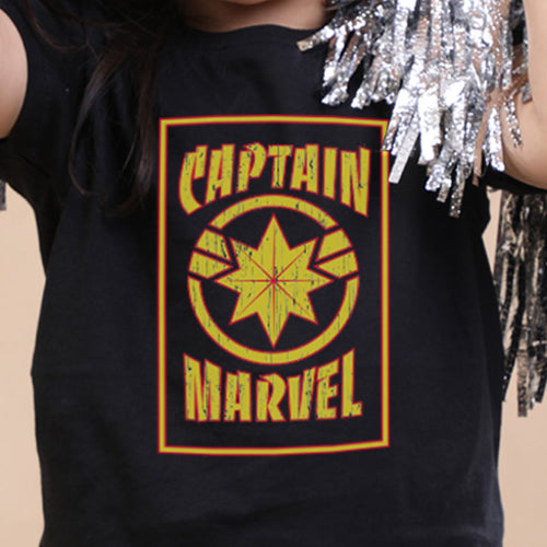 Captain Marvel Yellow And Black, Girl Kids Tee